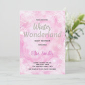 Winter Baby Douche Uitnodigingen Glitter Zilver (Staand voorkant)