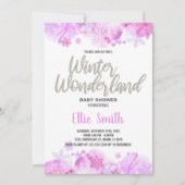 Winter Baby Douche Uitnodigingen Glitter Zilver (Voorkant)