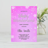 Winter Baby Douche Uitnodigingen Gouden Roze (Staand voorkant)