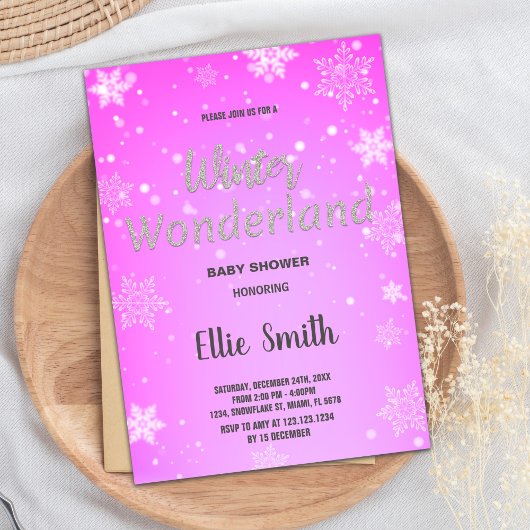 Winter Baby Douche Uitnodigingen Gouden Roze