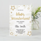 Winter Baby Douche Uitnodigingen Gouden Ster (Staand voorkant)