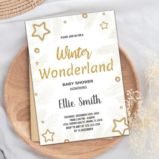 Winter Baby Douche Uitnodigingen Gouden Ster
