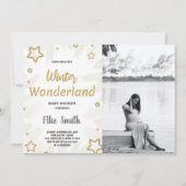 Winter Baby Douche Uitnodigingen Gouden Ster Foto (Voorkant)