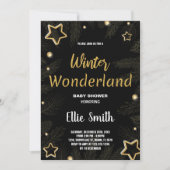 Winter Baby Douche Uitnodigingen Gouden Ster Zwart (Voorkant)