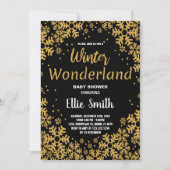 Winter Baby Douche Uitnodigingen Gouden Zwart (Voorkant)