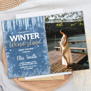Winter Baby Douche Uitnodigingen Ijs Glitter Foto