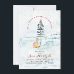 Winter Baby Douche Uitnodigingen Pine Trees & Fox<br><div class="desc">Een winterse baby shower of een kerst baby shower? Deze genderneutrale uitnodigingen zijn perfect voor uw feest. Met een charmante bosrode vos omringd door waterverf pijnbomen, rode bessen en groen, is dit ontwerp ideaal voor een slok en een feestje met een kerst- of winterthema. De naam van de moeder-in-wording wordt...</div>