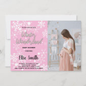 Winter Baby Douche Uitnodigingen Roze Foto (Voorkant)