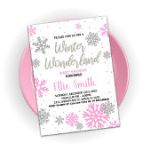 Winter Baby Douche Uitnodigingen Roze Wit