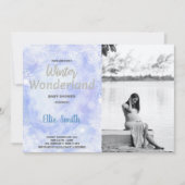 Winter Baby Douche Uitnodigingen Zilver met foto (Voorkant)