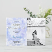 Winter Baby Douche Uitnodigingen Zilver met foto (Staand voorkant)