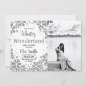 Winter Baby Douche Uitnodigingen Zilver met foto (Voorkant)