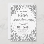 Winter Baby Douche Uitnodigingen Zilveren Glitter (Voorkant)