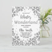 Winter Baby Douche Uitnodigingen Zilveren Glitter (Staand voorkant)