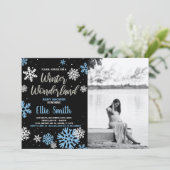 Winter Baby Douche Uitnodigingen Zwart Foto (Staand voorkant)