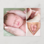 Winter Baby Foto Collage Bloemige Dank Je Wel Gebo Aankondigingskaart (Achterkant)