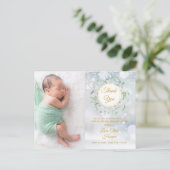 Winter Baby Foto Collage Bloemige Dank Je Wel Gebo Aankondigingskaart (Staand voorkant)
