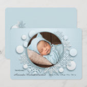 Winter Baby Foto Geboorteaankondiging Blauw Aankondiging (Voorkant / Achterkant)