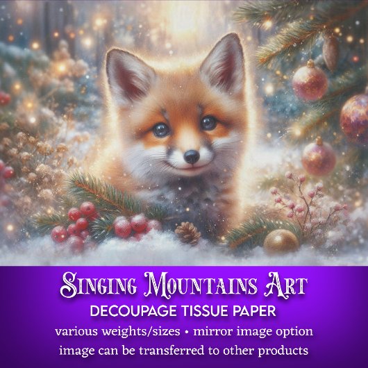 Winter Baby Fox Christmas Woodland Decoupage Tissuepapier