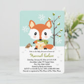 Winter Baby Fox in het Baby shower Diapers Kaart (Staand voorkant)