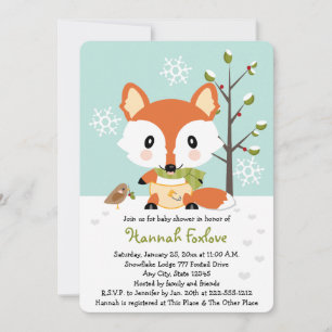 Winter Baby Fox in het Baby shower Diapers Kaart