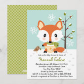 Winter Baby Fox in het Baby shower Diapers Kaart (Voorkant / Achterkant)