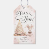Winter Baby Girl Deer Baby shower Dank u Cadeaulabel (Voorkant)
