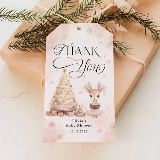 Winter Baby Girl Deer Baby shower Dank u Cadeaulabel