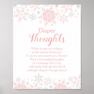 Winter Baby Girl Shower Snowflakes Poster