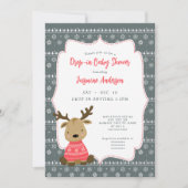 Winter Baby Herten Drop-in Baby shower Kaart (Voorkant)