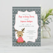 Winter Baby Herten Drop-in Baby shower Kaart (Staand voorkant)