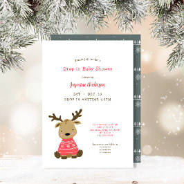 Winter Baby Herten Drop-in Baby shower Kaart