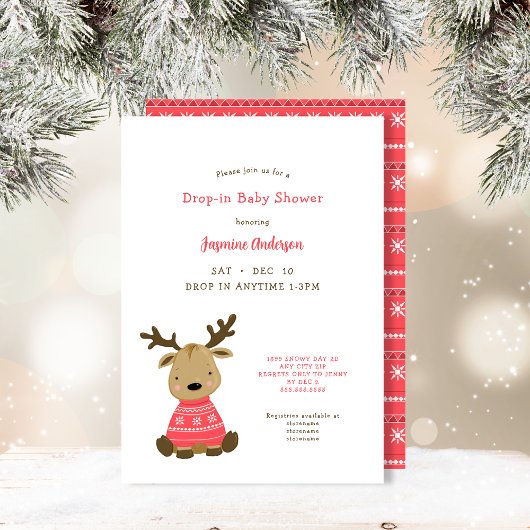 Winter Baby Herten Drop-in Baby shower Kaart