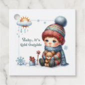 Winter "Baby Het is koud buiten" Baby shower Bedankjes Labels (Voorkant)