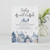 Winter Baby Het is koud buiten Baby shower Kaart (Staand voorkant)