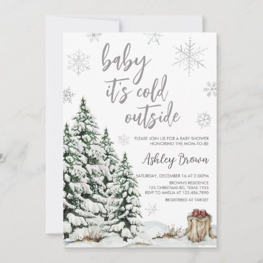 Winter Baby Het is koud buiten Baby shower Kaart (Voorkant)