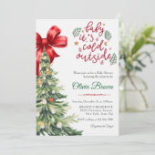 Winter Baby Het is koud buiten Baby shower Kaart (Staand voorkant)