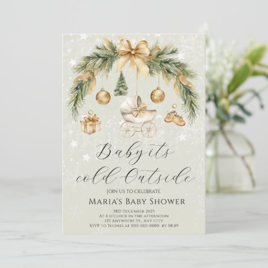 Winter Baby Het is koud buiten Baby shower Kaart (Staand voorkant)