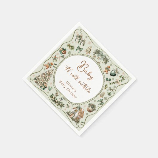 Winter Baby Het is koud buiten Baby shower Servet (Hoek)