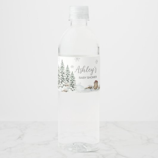 Winter Baby Het is koud buiten Baby shower Waterfles Etiket (Voorkant)