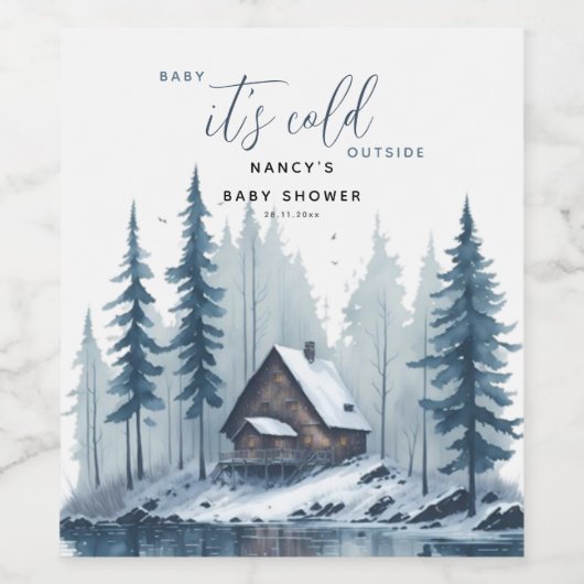 Winter Baby Het is koud buiten Baby shower Wijn Etiket (Enkel label)