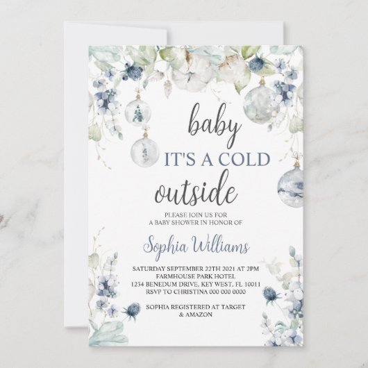 Winter Baby Het Is Koud Buiten Douche Uitnodiging (Voorkant)