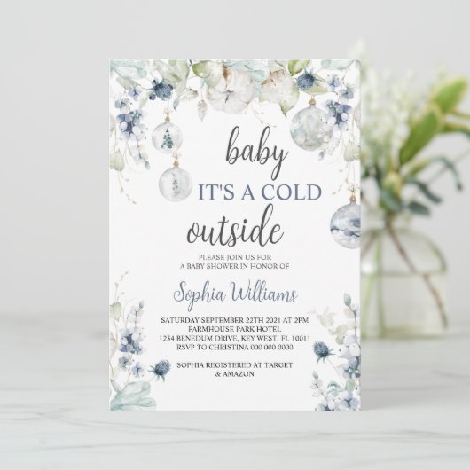 Winter Baby Het Is Koud Buiten Douche Uitnodiging (Staand voorkant)