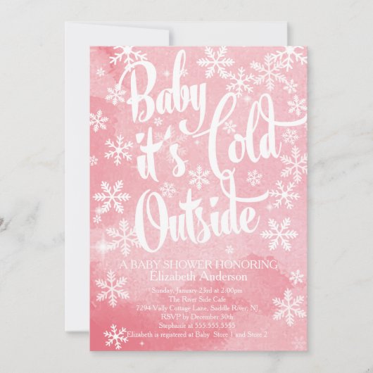 Winter Baby Het is koud buiten meisjes Baby shower Kaart (Voorkant)