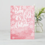 Winter Baby Het is koud buiten meisjes Baby shower Kaart (Staand voorkant)