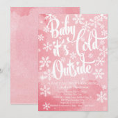 Winter Baby Het is koud buiten meisjes Baby shower Kaart (Voorkant / Achterkant)