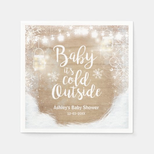Winter Baby Het is koud buiten rustieke douche ser Servetten (Voorkant)