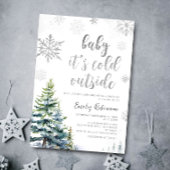 Winter Baby Het is koud buiten Silver Baby shower Kaart