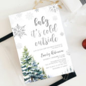 Winter Baby Het is koud buiten Silver Baby shower Kaart