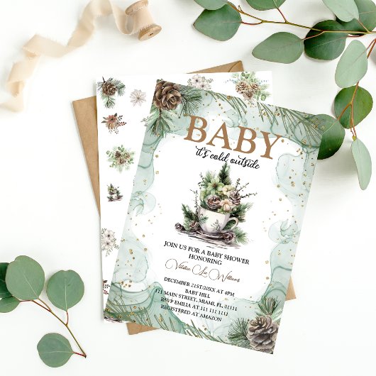 Winter Baby Het is Koud Evergreen Baby shower Kaart